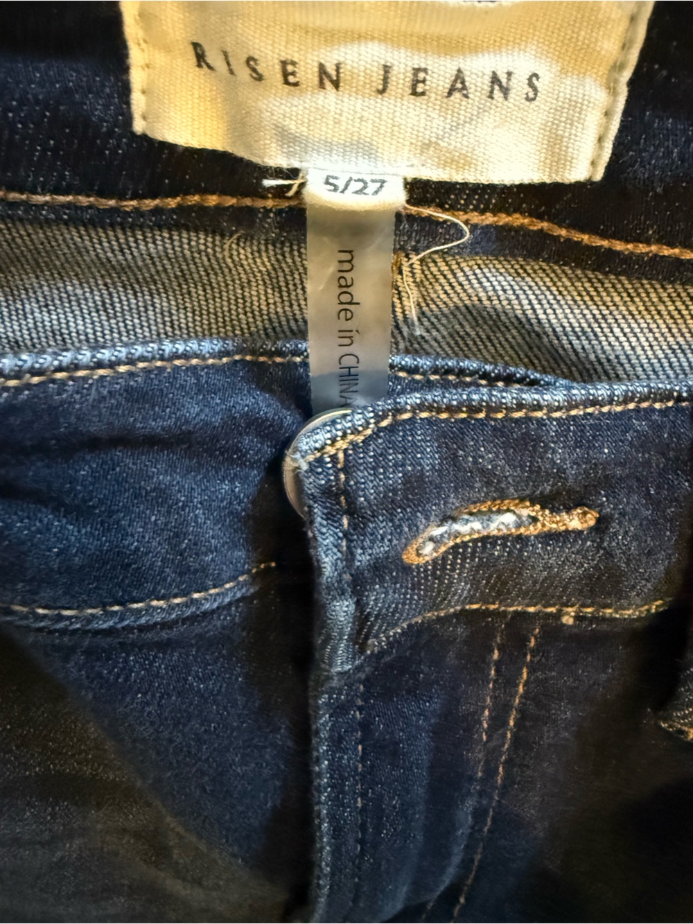 Risen High Rise Wide Leg Jeans Dark Wash Raw Hem Front Seam Size 5/27 - Picture 6 of 7